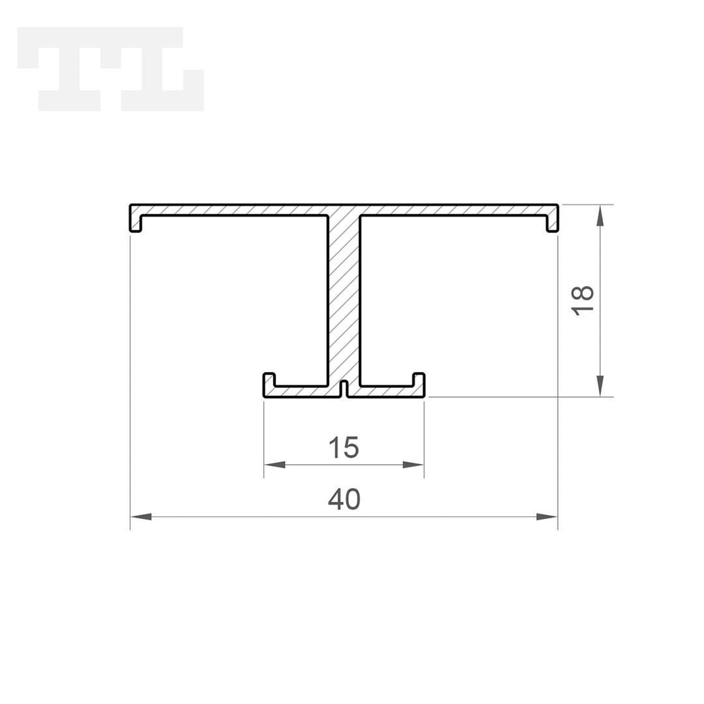 LED profil P9-1, 40×18x2000 mm