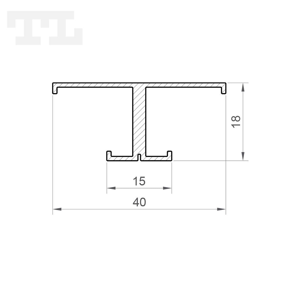 LED profil P9-1, 40×18x2000 mm