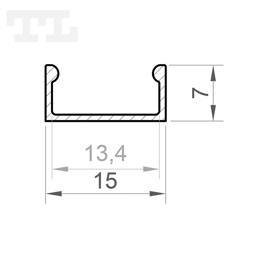 LED profil nadgradni P4-1, 15×7x2000 mm